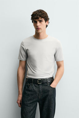 CAMISETA SLIM FIT B?SICA / Gris perla - Zara фото 2