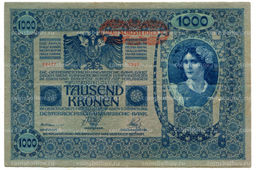 Банкнота 1000 крон 1902 года Австрия  надпечатка