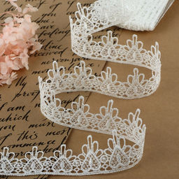 Кружево гипюровое, 35 мм, 9±0.5 м, цвет белый