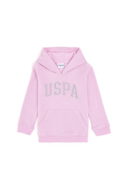 K_z _ocuk Pembe Kap__onlu Basic Sweatshirt