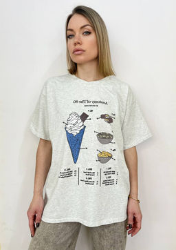 K12440 Футболка OVER SIZE (плотный хлопок) БЕЛ_МЕЛАНЖ