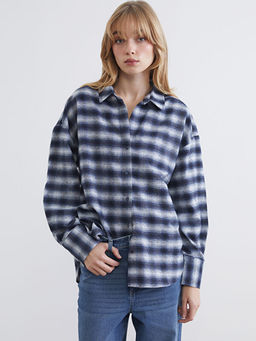 Ekose Oversize Kad?n Oduncu G?mlek