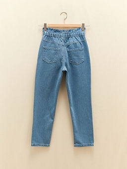 Beli Lastikli Pamuklu K?z ?ocuk Mom Jean Pantolon - Waikiki фото 3