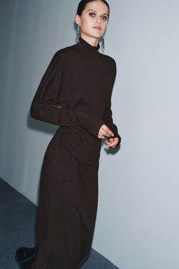 CUT-OUT KNIT MIDI DRESS