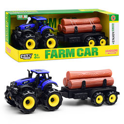 Трактор "Веселая ферма" с бревнами, в коробке