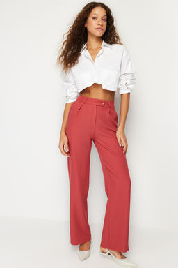 TRENDYOLMILLA Haki Wide Leg/Genis Paca Dokuma Kumas Pantolon TWOAW22PL0263  фото 24