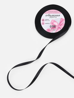 Цена за 10 шт. Лента атласная, 6 мм, 231 м, чёрная №39 - Арт узор фото 2