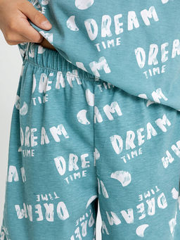 Комплект для мальчиков (футболка, шорты) бирюзовый с текстовым принтом - Mark formelle фото 5