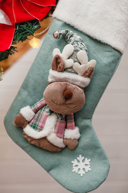 Новогодний носок для подарков зеленый