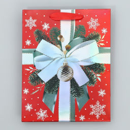 Пакет ламинированный вертикальный Новогодний бант, MS 18 23 10 см - Дарите счастье фото 7