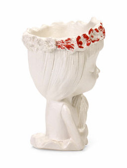 Декоративное кашпо для цветов Девушка с косой, 80 мл, 11?8?8 см, гипс, белое - Хорошие сувениры фото 3