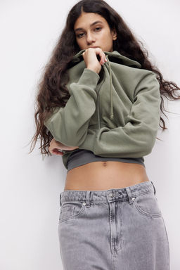 Chaqueta sudadera cropped con capucha y cremallera - H&m фото 3