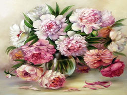 Вышивка крестиком 40х50см, Пионы