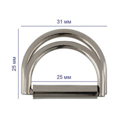 Фурнитура сумочная металл Gamma GH 24/25 Полукольцо двойное d 25 мм 10 шт. №06 под черный никель