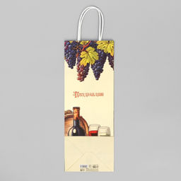 Цена за 20 шт. Пакет под бутылку Поздравляю, белый крафт, 13 х 36 х 10 см - Доступные радости фото 5