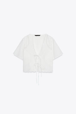 EMBROIDERED SHIRT WITH TIES - Zara фото 8