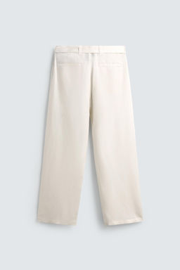 PANTAL?N RELAXED FIT VISCOSA - LINO CINTUR?N / Crudo