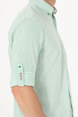 U. S. Polo Assn Мужская белая рубашка в зеленую полоску - U.s. polo assn фото 14