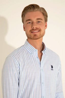 U. S. Polo Assn / Мужская синяя рубашка с длинным рукавом - U.s. polo assn фото 3