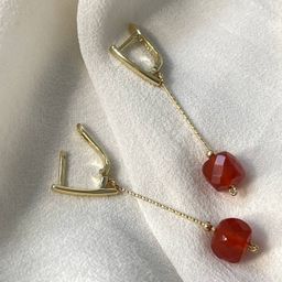 Серьги длинные из Сердолика - Радуга самоцветов фото 2