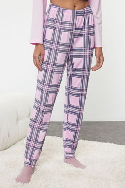 Trendyolmilla Beyaz-Cok Renkli %100 Pamuklu K?s Temal? Ekoseli Orme Pijama Tak?m? THMAW25PT00121
