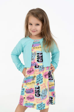 Платье детское бирюзовое болеро ПЛ-719 (86-92)