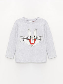 Bisiklet Yaka Uzun Kollu Bugs Bunny Bask?l? Erkek Bebek Pijama Tak?m? - Waikiki фото 2