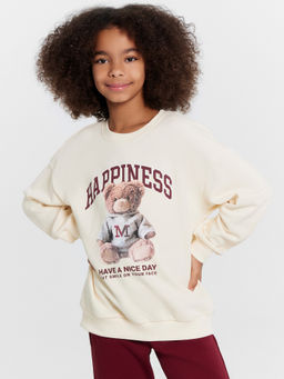 Свитшот для девочек кремовый с принтом Happiness - Mark formelle фото 2