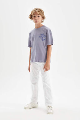 Футболка оверсайз с круглым вырезом и принтом для мальчиков с короткими рукавами - Defacto фото 3