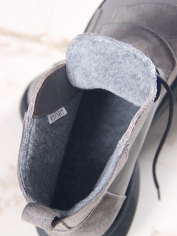 Ботинки 305.927bl.Серый замок замша+серый игуана/мех