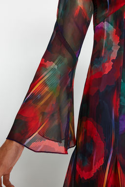 Trendyolmilla Cok Renkli A-Kesim Astarl? Sifon S?k Abiye Elbise TPRAW24EL00050 фото 6