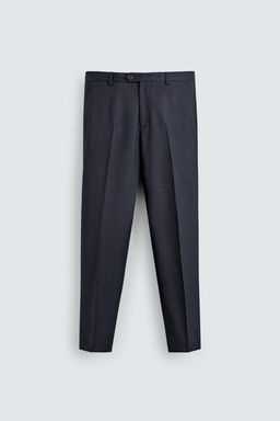 PANTAL?N REGULAR FIT TRAJE ESTRUCTURA 100% LANA / Marino