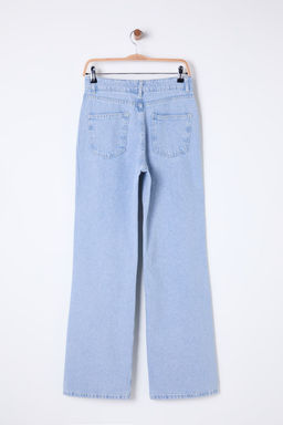 Ac?k Mavi Cicek Nak?sl? Yuksek Bel Wide Leg Jeans TWOSS25JE00047 - Trendyolmilla фото 8