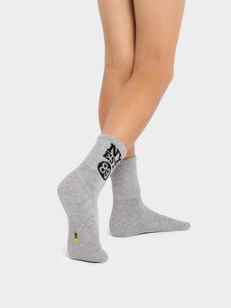 Цена за 5 пар! Носки детские серые с рисунком в виде надписи - Mark formelle фото 2