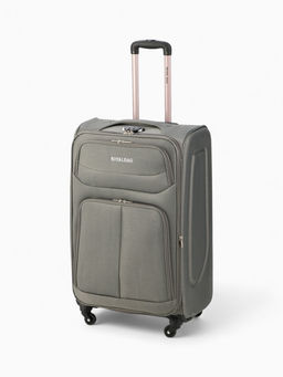 Чемодан на колёсах Royalbag большой 104 л (L), на молнии, с увеличением, кодовый замок, 4 колеса, серый