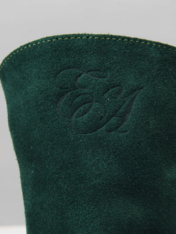 Ботинки 233.1541be. Зеленый замша/Байка