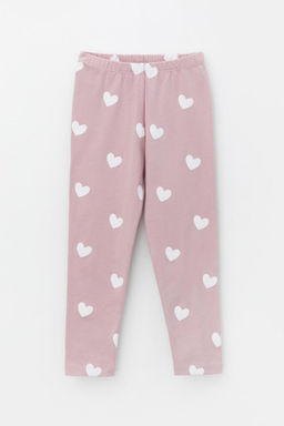 КР 4074/розово-сиреневый,сердечки брюки (лосины) для дев