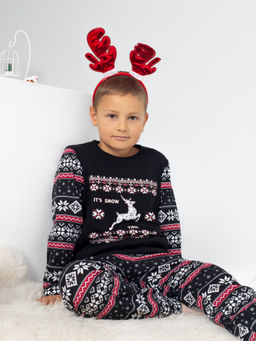 Пижама детская кулирка с брюками "ЛАПЛАНДИЯ" ЧЕРНЫЙ