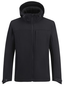Ветровка мужская софтшелл виндстоппер с капюшоном спортивная черного цвета 9615_1Ch
