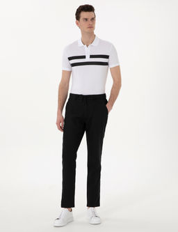 Siyah Carrot Fit %100 Keten Kanvas Pantolon
