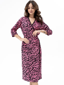 Халат хлопок 100%,черно-розовый