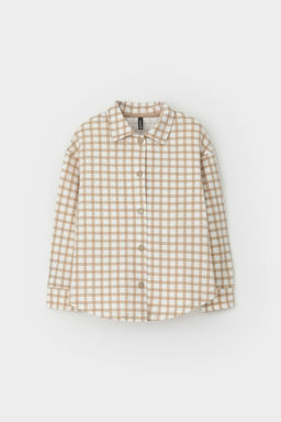 КР 302559-1/бежевая клетка на сахаре к567 рубашка
