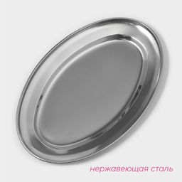 Поднос овальный из нержавеющей стали Доляна, 25,516,5 см, цвет серебряный  фото 2