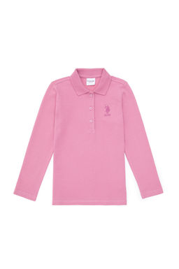 K_z _ocuk Pembe Polo Yaka Basic Sweatshirt Sepette S_rpriz _ndirim - U.s. polo assn фото 2