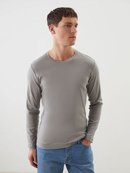 Bisiklet Yaka Uzun Kollu Penye Erkek Ti??rt