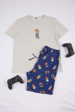 Grimelanj - Lacivert Ay?c?k Desenli Orme Pijama Tak?m? TMNSS26PT00021