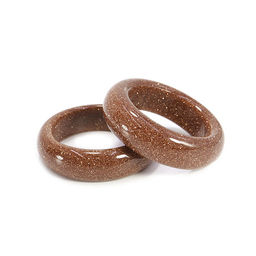 Кольцо из камня гладкое Коричневый авантюрин для везения и счастья размеры 16-19мм