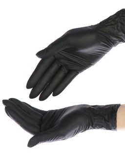 Benovy Перчатки нитриловые одноразовые, черный, L, 100 шт.