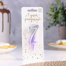 Свеча для торта «Овал», цифра 7, 5.5 см, серебро-сирень