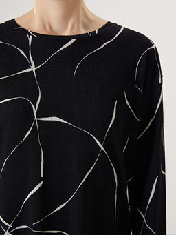 Bisiklet Yaka Desenli Kad?n Bluz